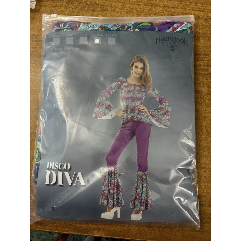 Hauntlook‎ Disco Diva Women’s Halloween Costume br Adult Hippie Outfit Size XL